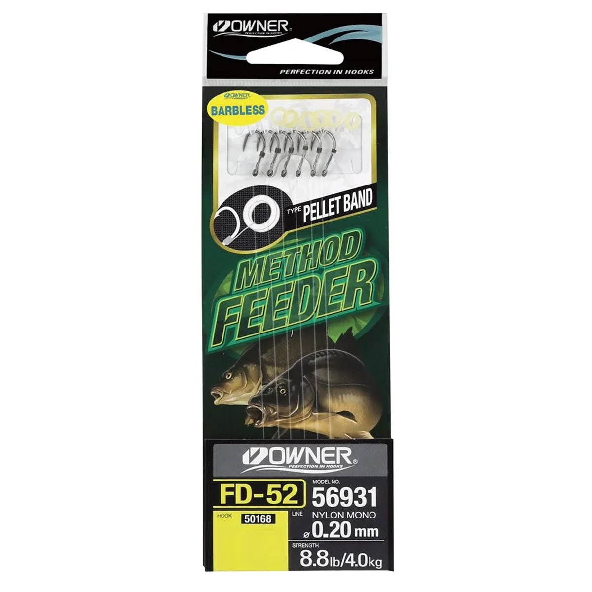 Owner FD-52 Method Feeder Pellet Band Rigs Barbless 10 CM -  8 -  10 -  12 -  14 -  16