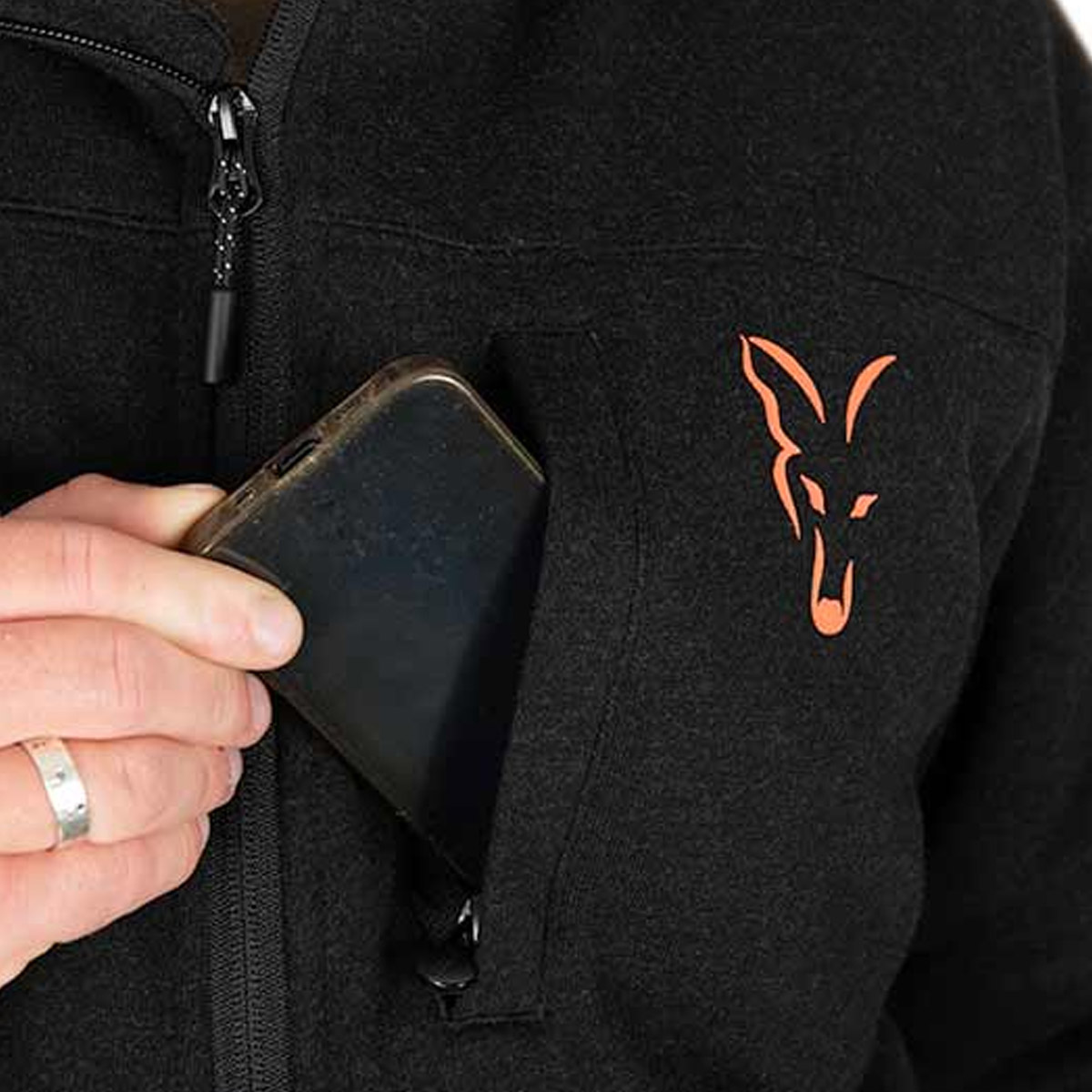 Fox Collection Sherpa Jacket Black & Orange