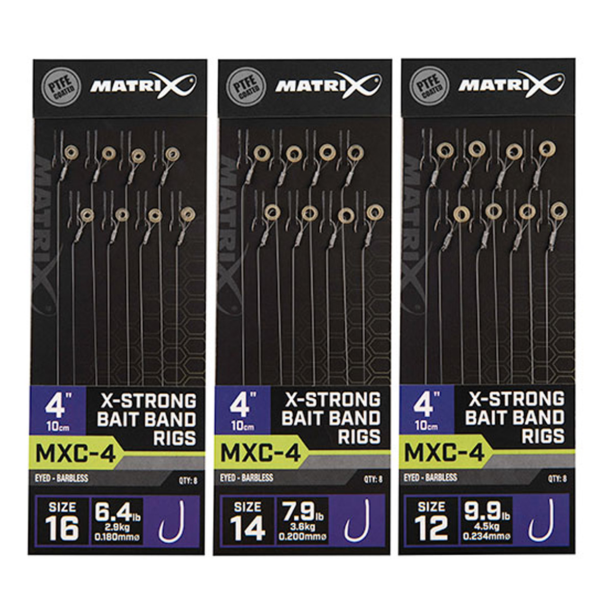 Matrix MXC-4 4" X-Strong Bait Band Rigs