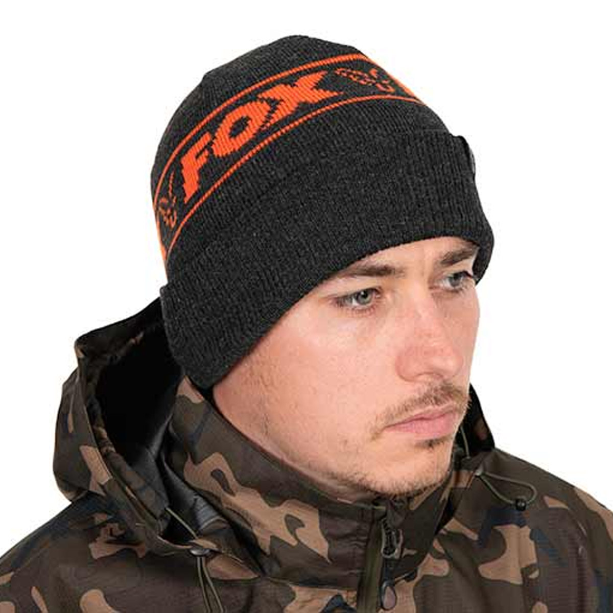 Fox Beanie Hat Black & Orange