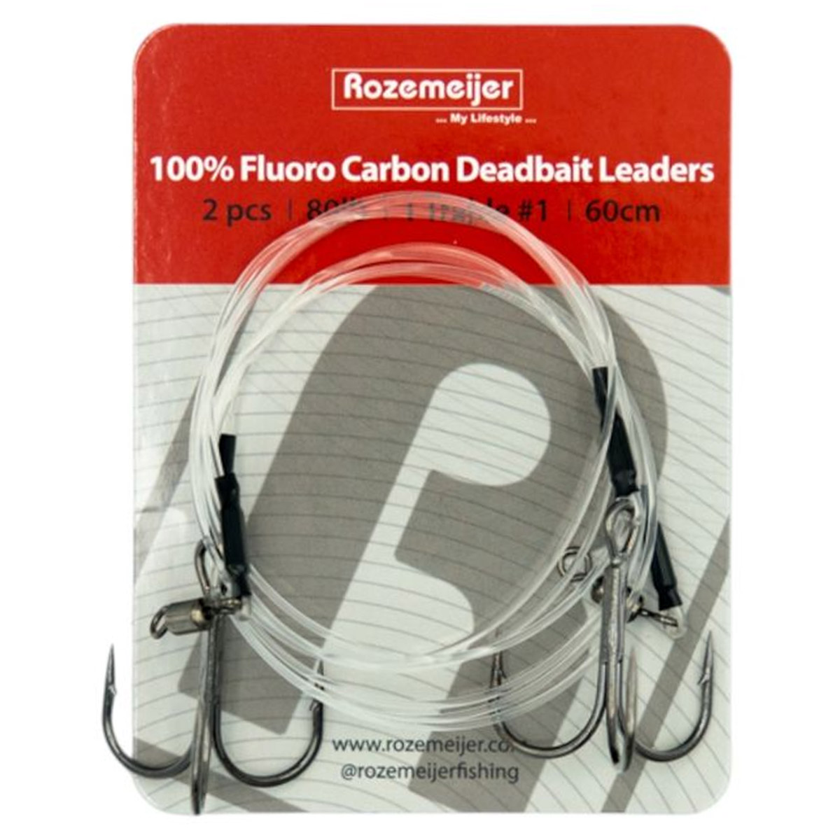 Rozemeijer 100% Fluoro Carbon Deadbait Leaders 1X Treble Size 1 60 CM