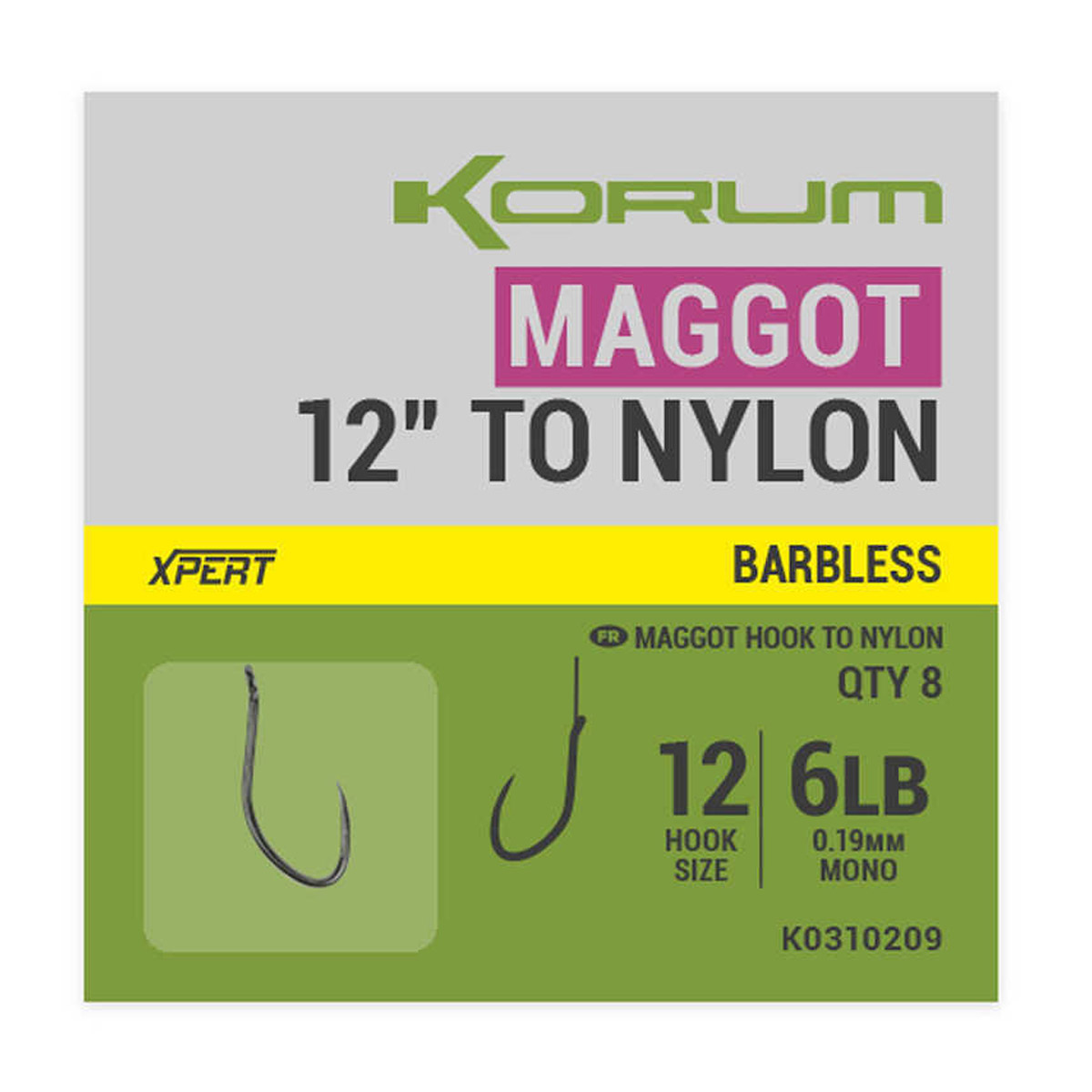 Korum Xpert Maggot Barbless Hooks To Nylon 30 CM