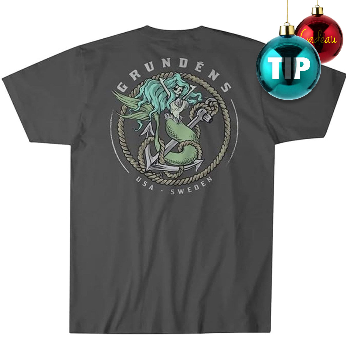 Grundens Tee Shirt Mermaid Iron Grey