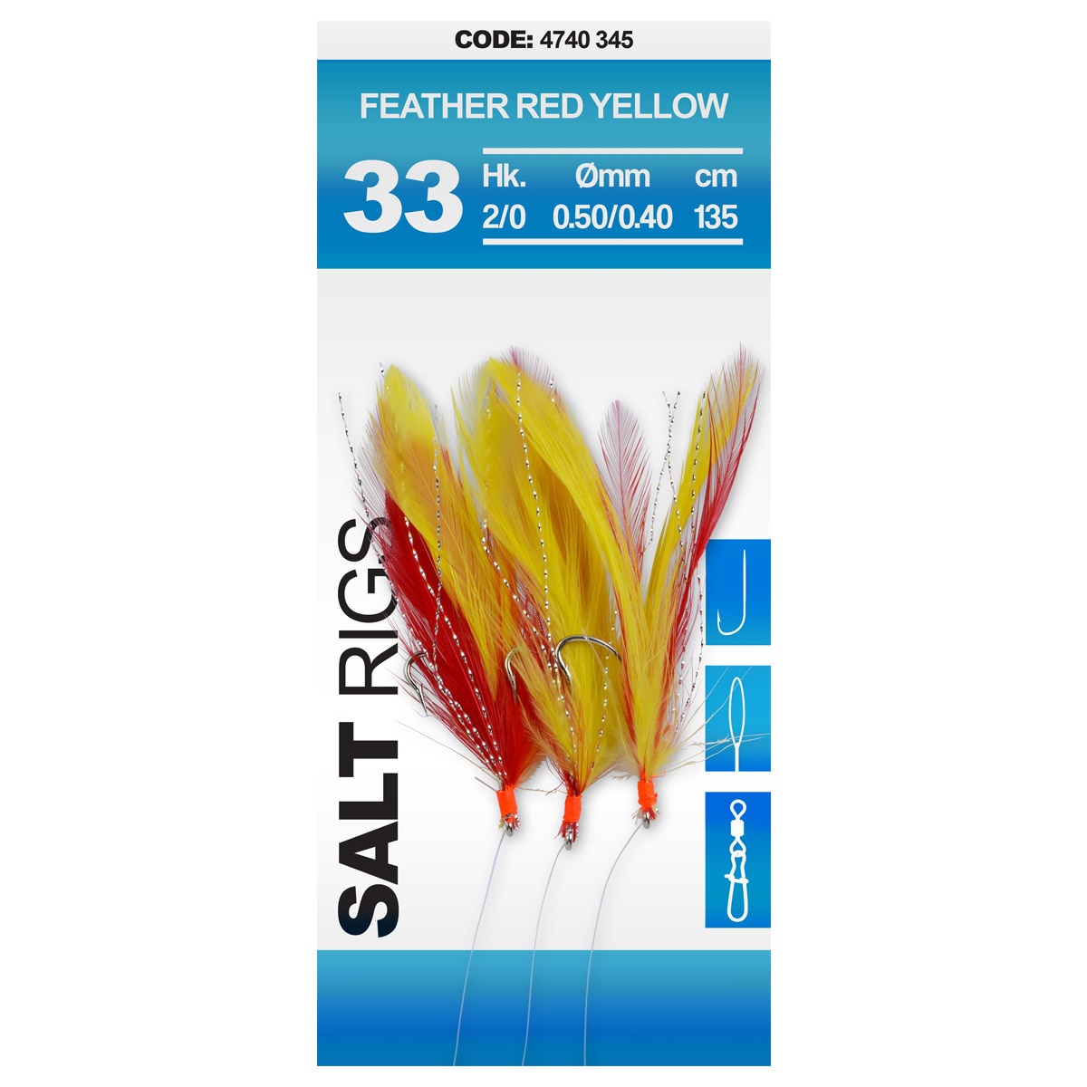 Spro 33 Salt Rig Feather Red Yellow 2/0 -  3 Haken -  6 Haken