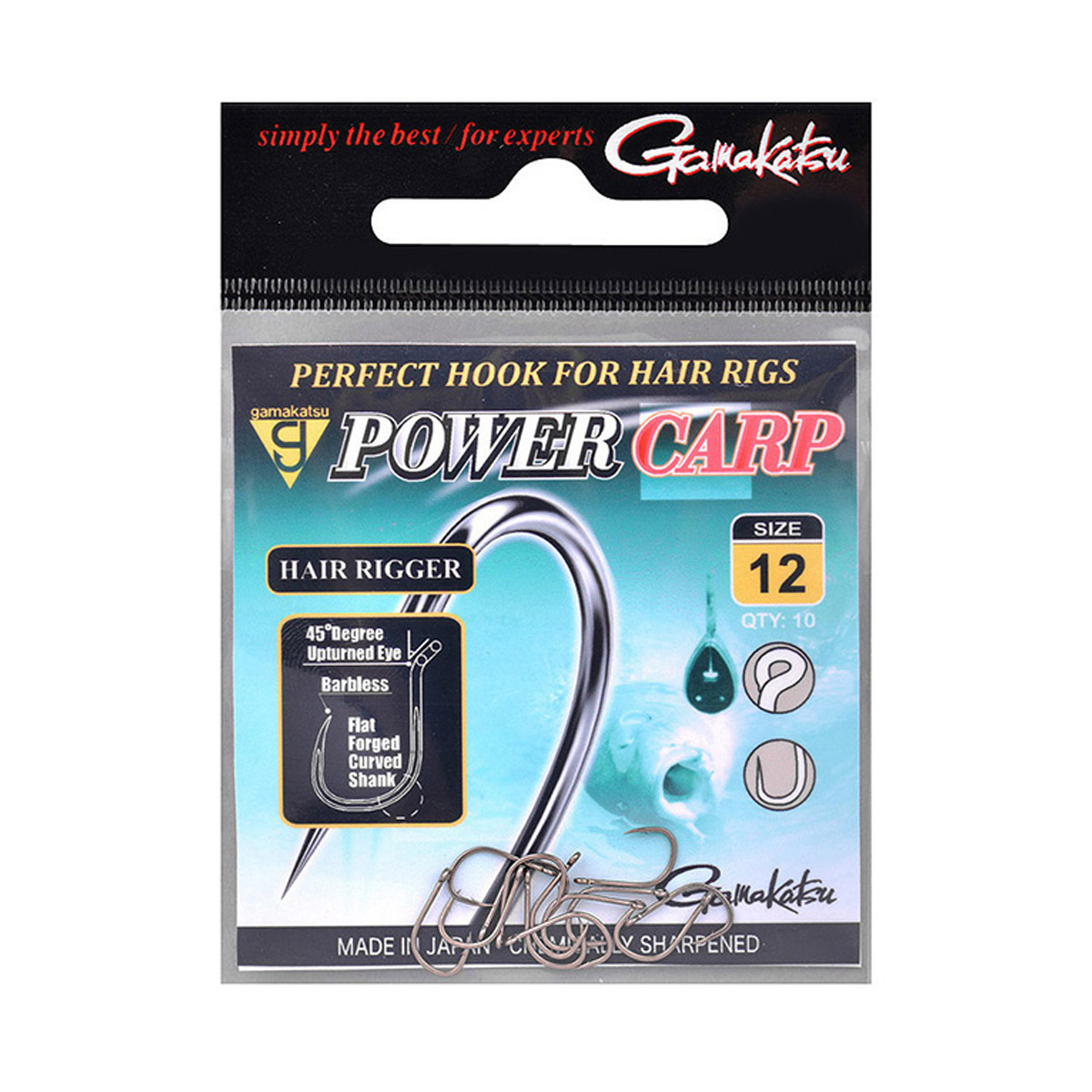 Gamakatsu Power Carp Hair Rigger Barbless -  16 -  12 -  14 -  8 -  10