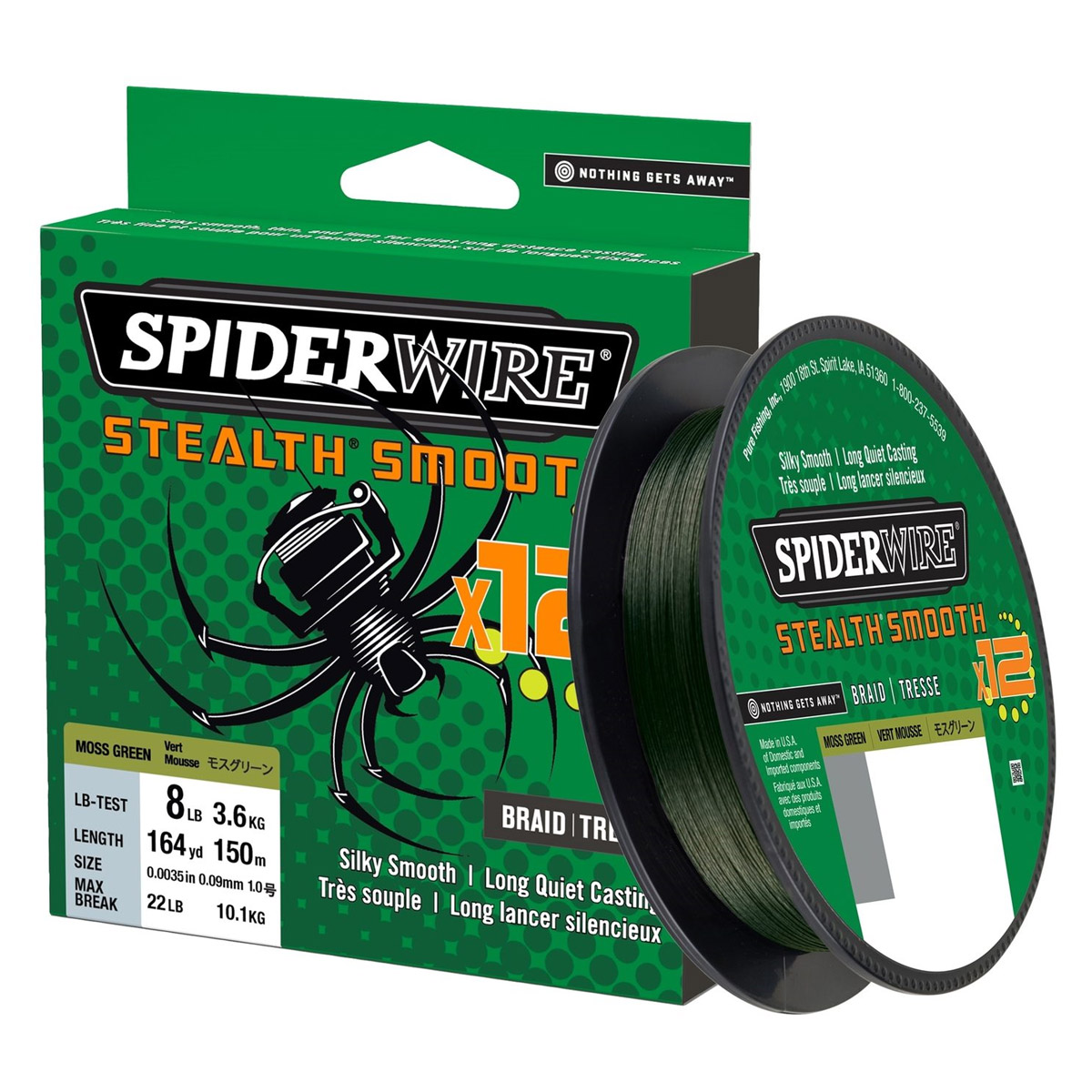 SpiderWire Stealth® Smooth 12 Braid Moss Green 150 M -  0.11 mm -  0.13 mm -  0.06 mm -  0.19 mm -  0.07 mm -  0.15 mm -  0.09 mm -  0.23 mm -  0.29 mm