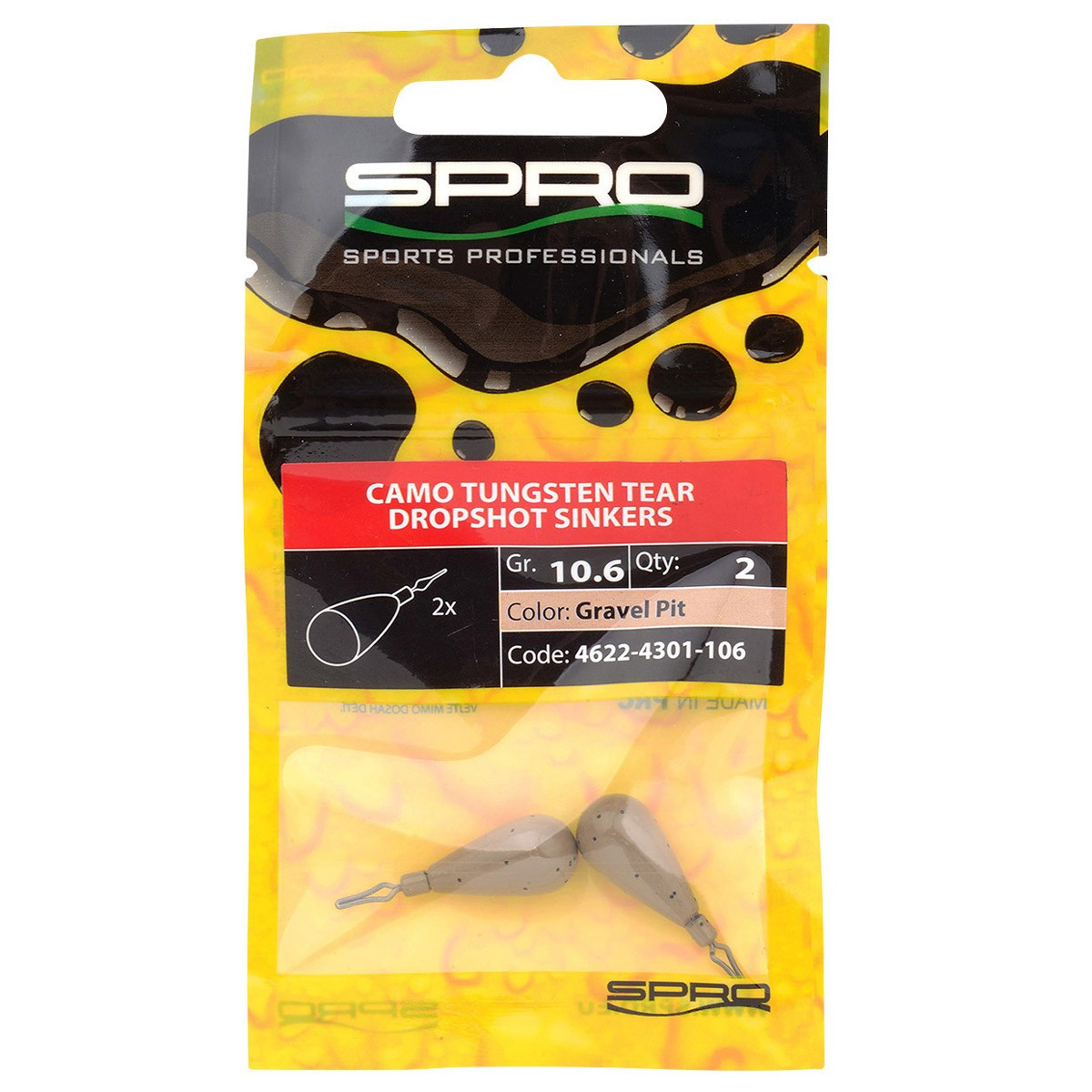 Spro Tungsten Camo Tear Drop Weights Gravel Pit