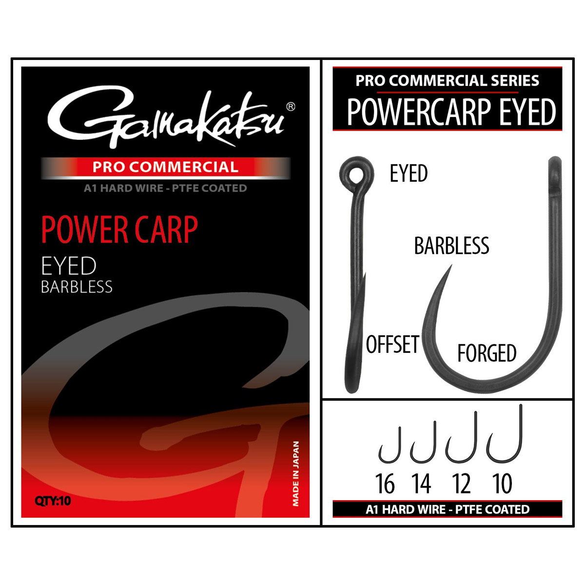 Gamakatsu Pro Commercial Power Carp A1 Eyed Barbless