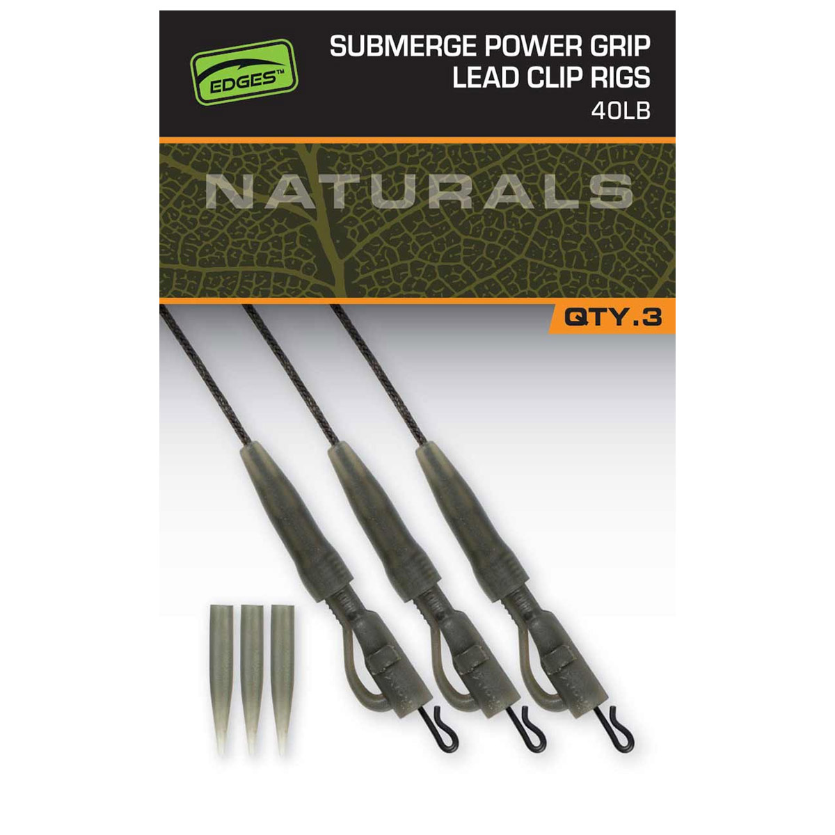 Fox Edges Naturals Submerge Power Grip Leadclip Leaders -  40 lbs