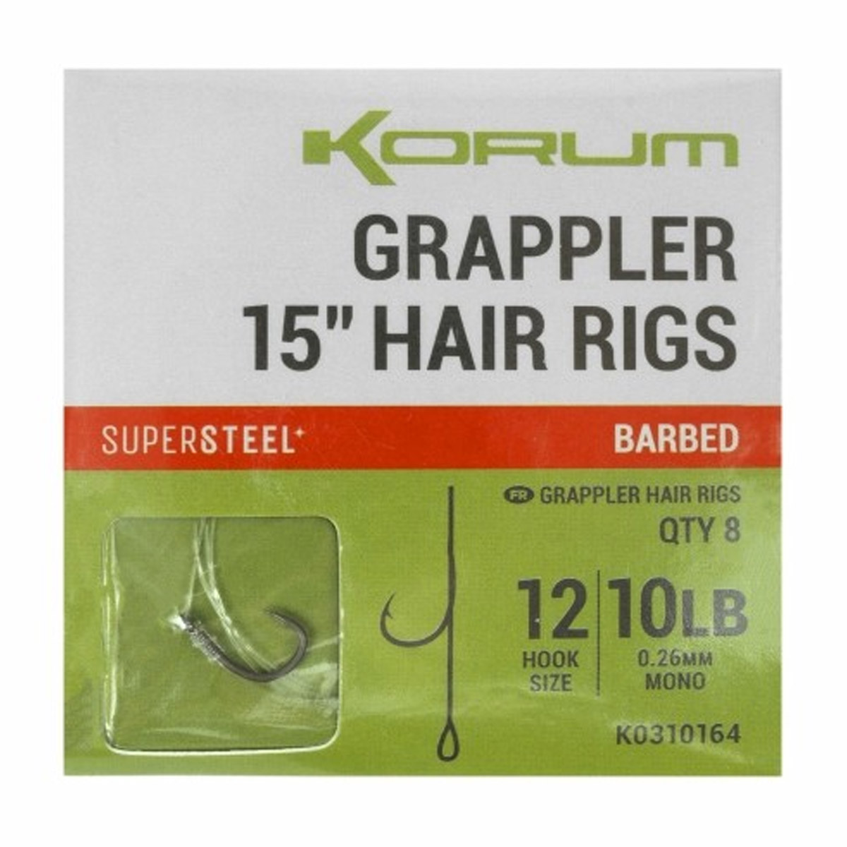 Korum Supersteel Big Fish Grappler Barbed Hair Rigs 15"