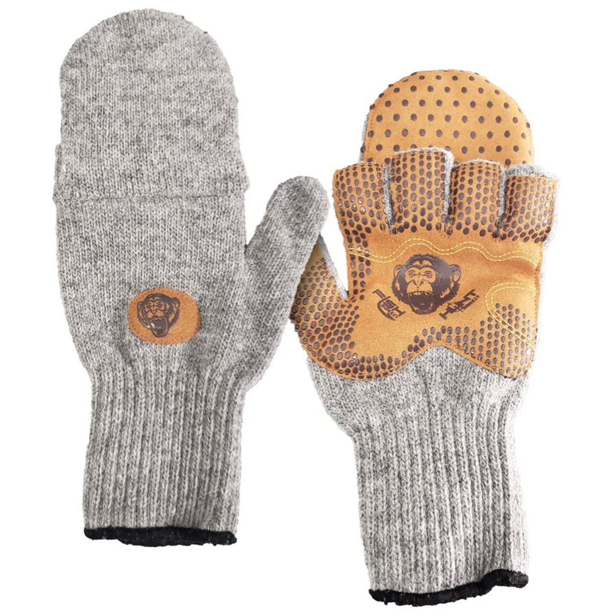 Fish Monkey Wooly Mitten Flip-Top Wool Glove - Grey