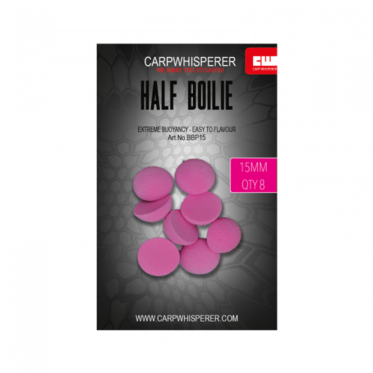 Carp Whisperer - Half Boilie - Pink -  15 mm