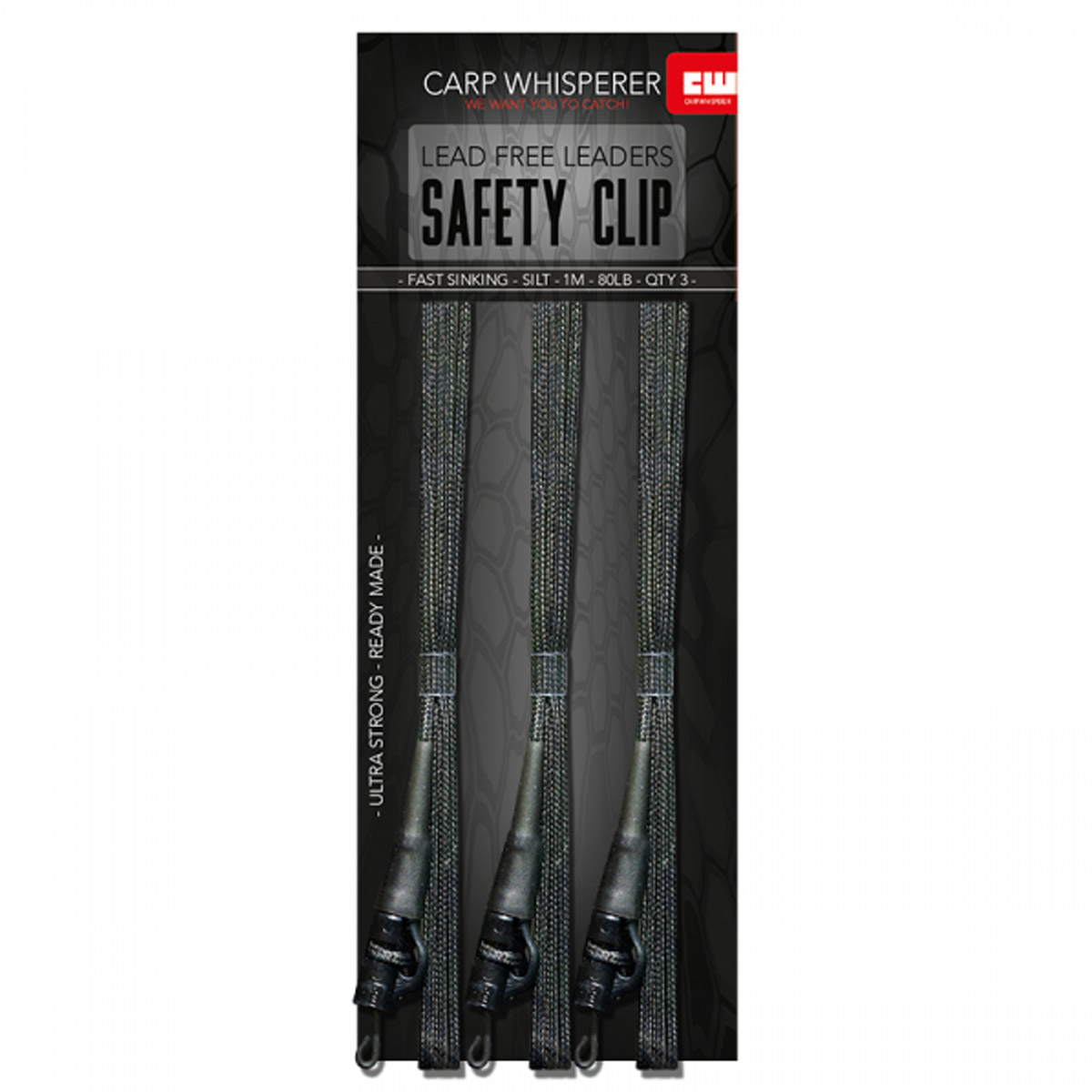 Carp Whisperer - Safety Clip Leaders - 1 mtr -  Silt