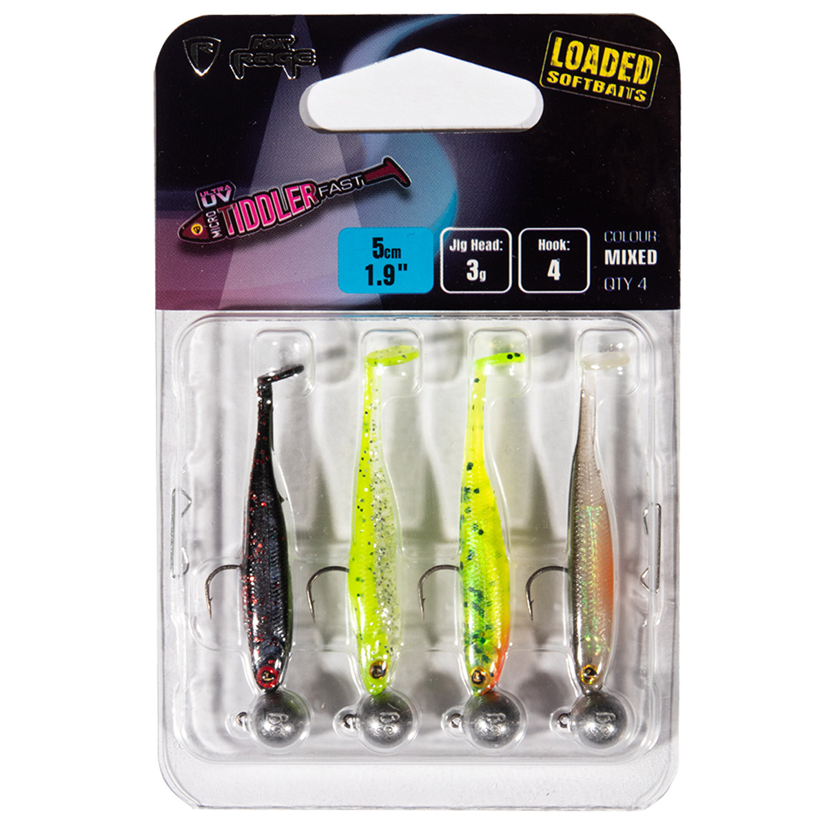 Fox Rage Ultra UV Micro Tiddler Fast 5cm Mixed Colour Loaded Pack