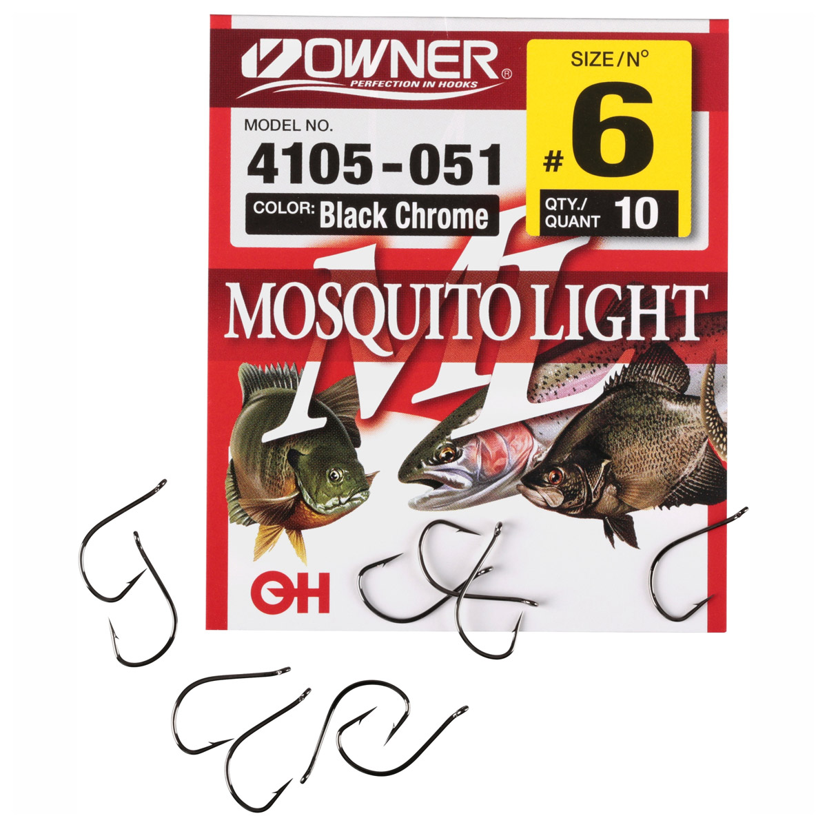 Owner Mosquito Light Dropshot Haak  -  1 -  2 -  1/0 -  8 -  6 -  10 -  4