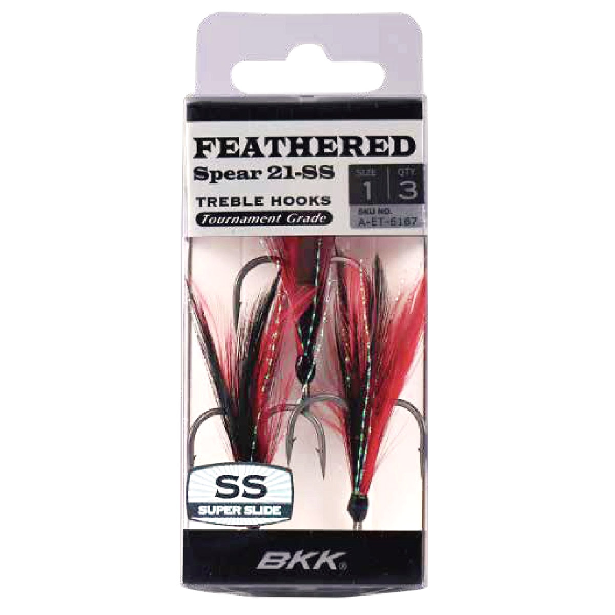BKK Feathered Spear 21-SS Treble Hook Black & Red