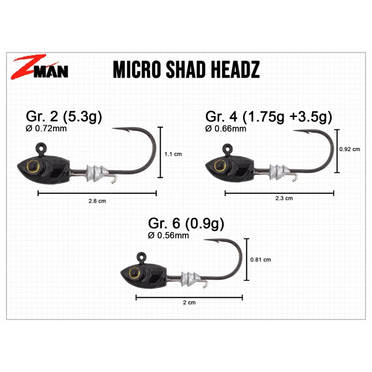 Zman Micro Shad Headz 5,25 Gram - Zunnebeld