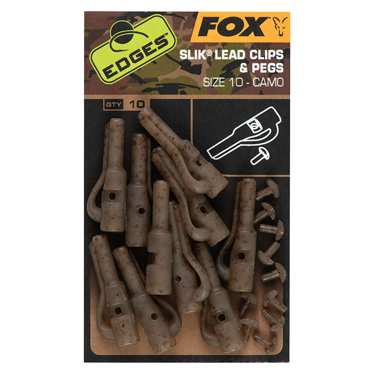 Fox Edges Camo Slik Lead Clips & Pegs Size 10