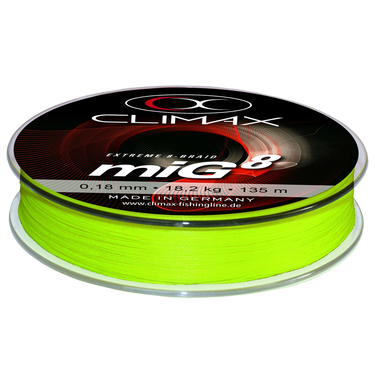 Climax miG8 Braid Fluo Yellow 135 Meter Climax miG8 Braid Fluo Yellow 135 Meter