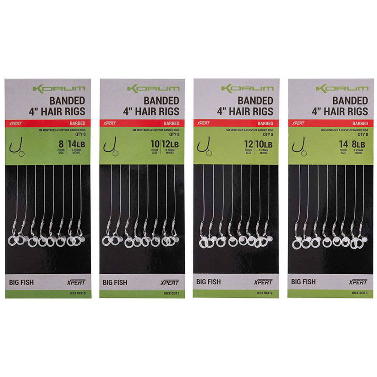 Korum Banded Hair Rigs 10CM - Barbed