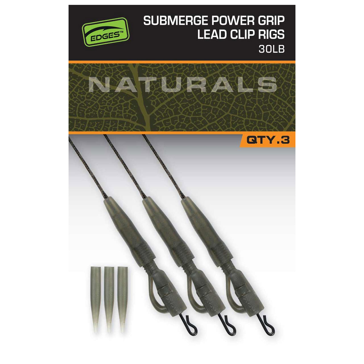 Fox Edges Naturals Submerge Power Grip Leadclip Leaders -  30 lbs