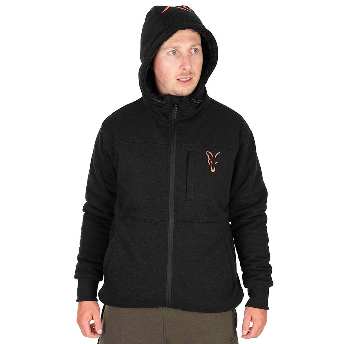 Fox Collection Sherpa Jacket Black & Orange