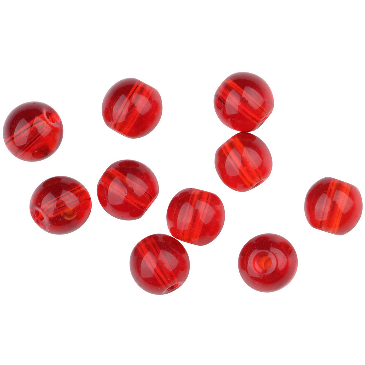 Spro Round Smooth Glass Beads Red Ruby -  8.0 mm -  6.0 mm -  4.0 mm